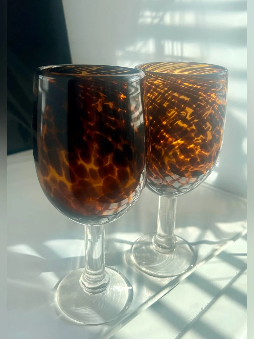 Tortoiseshell Amber Wine Glasses - Set of 2